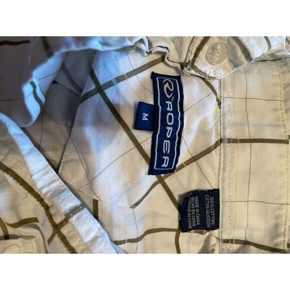 Roper Men's White Long Sleeve Collared Polo Shirt Size M - Picture 9 of 11